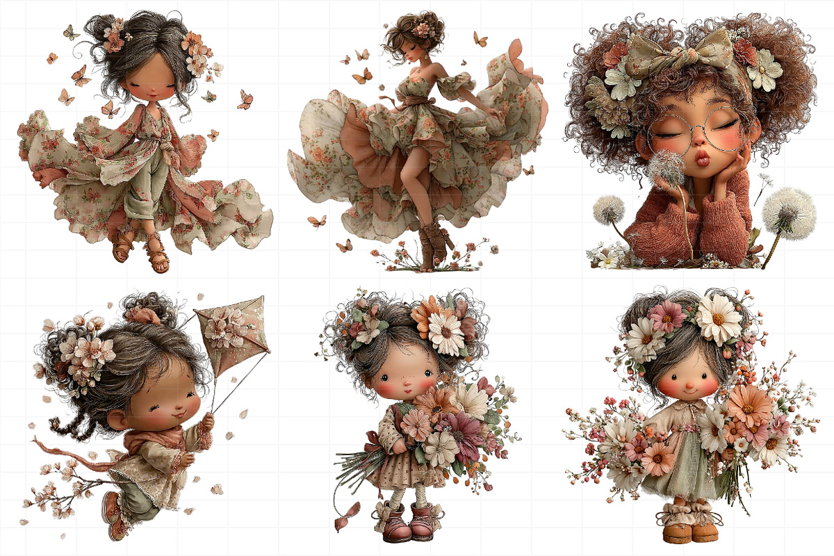 Whimsical Spring Girl Clipart, an Illustration by Daily.Designs (Photo 4 of 8)