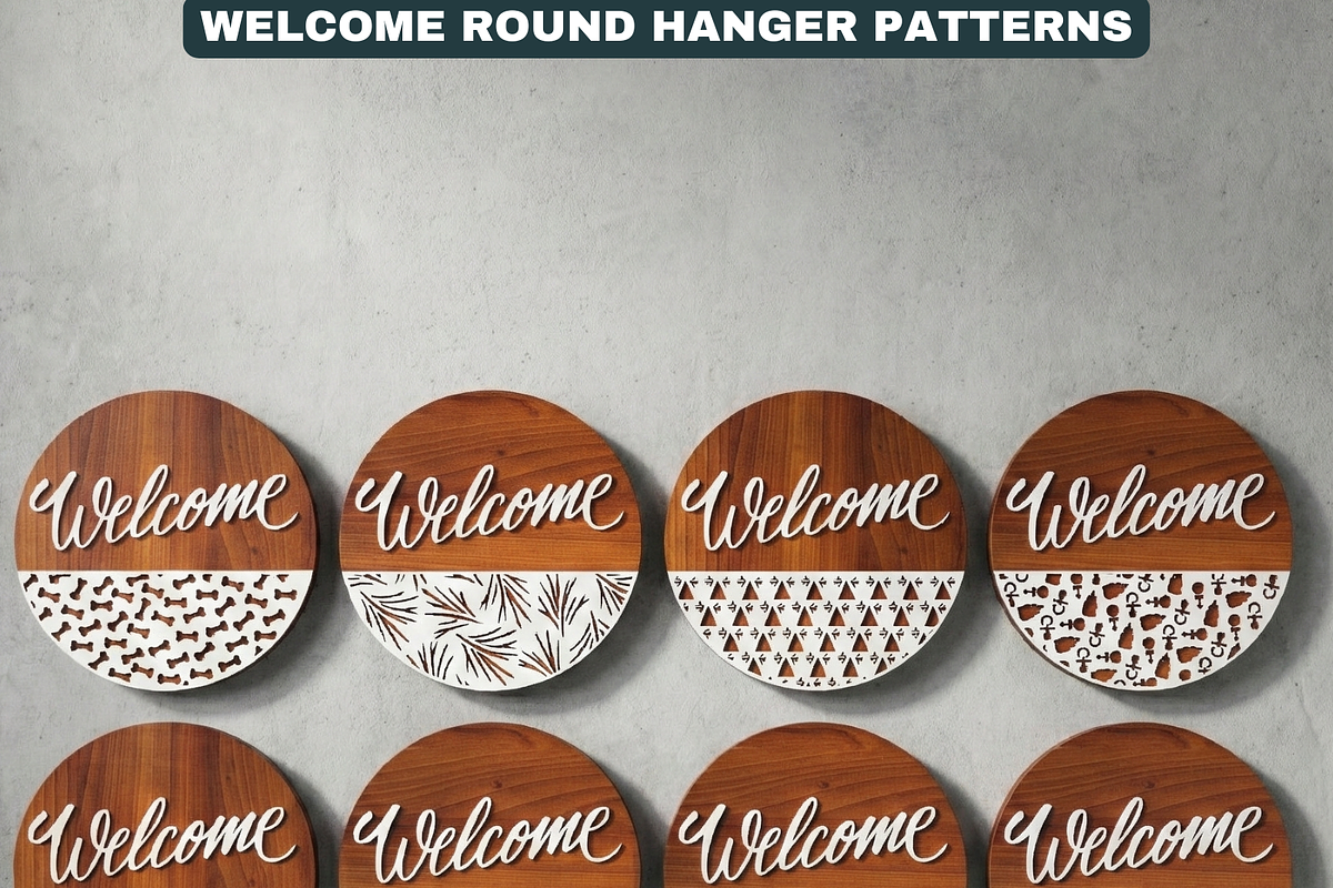 Round Door Hanger Welcome Sign Desig, a Graphic by AtacanDigital (Photo 9 of 12)