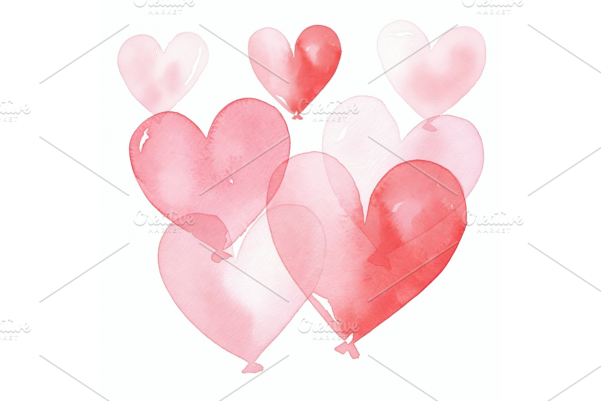 Watercolor Valentine's Day Clipart, a Seasonal Illustration by Creative design (Photo 4 of 7)