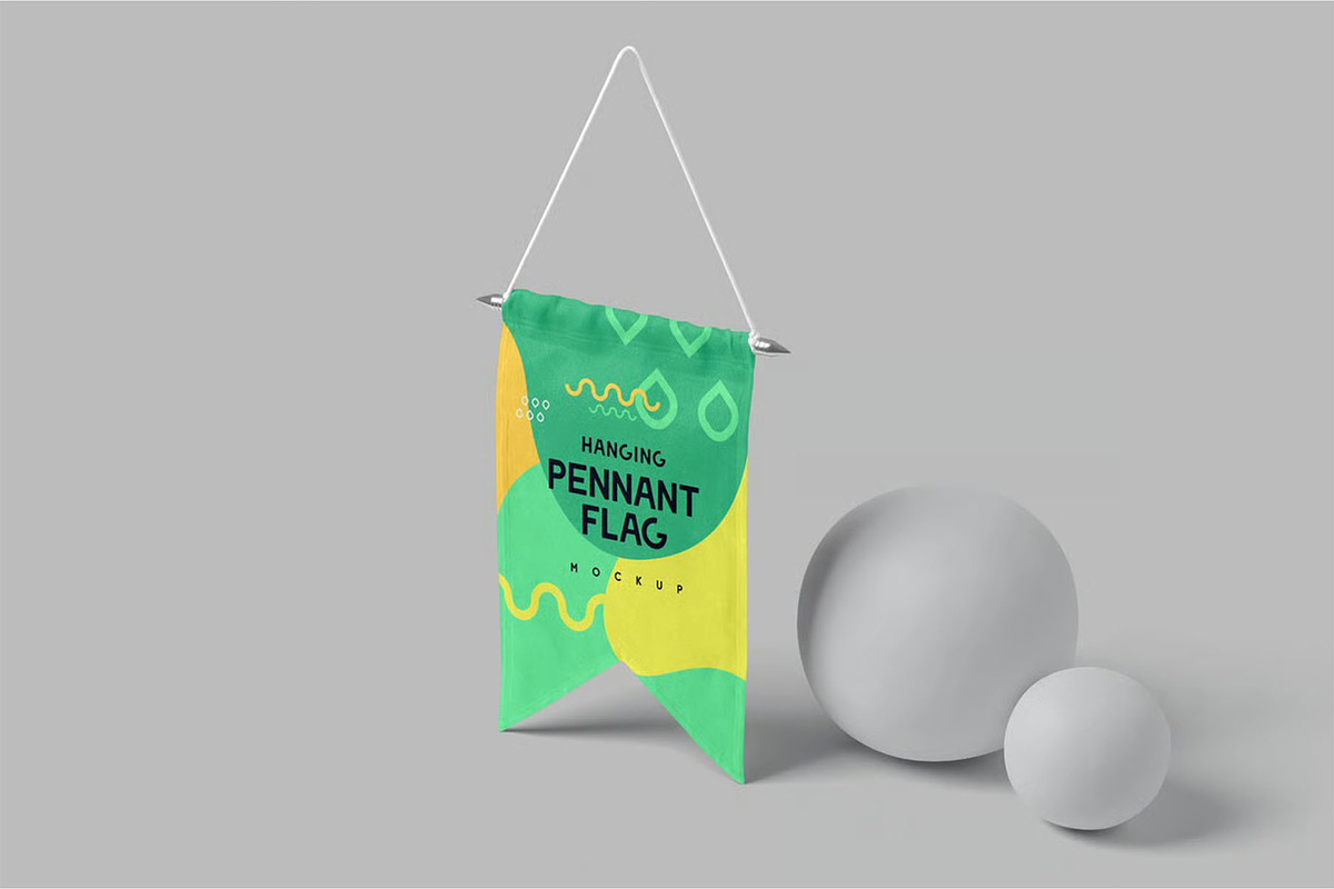 Hanging Pennant Flag Mockup, an Advertising Mockup by megostudi0 (Photo 2 of 7)