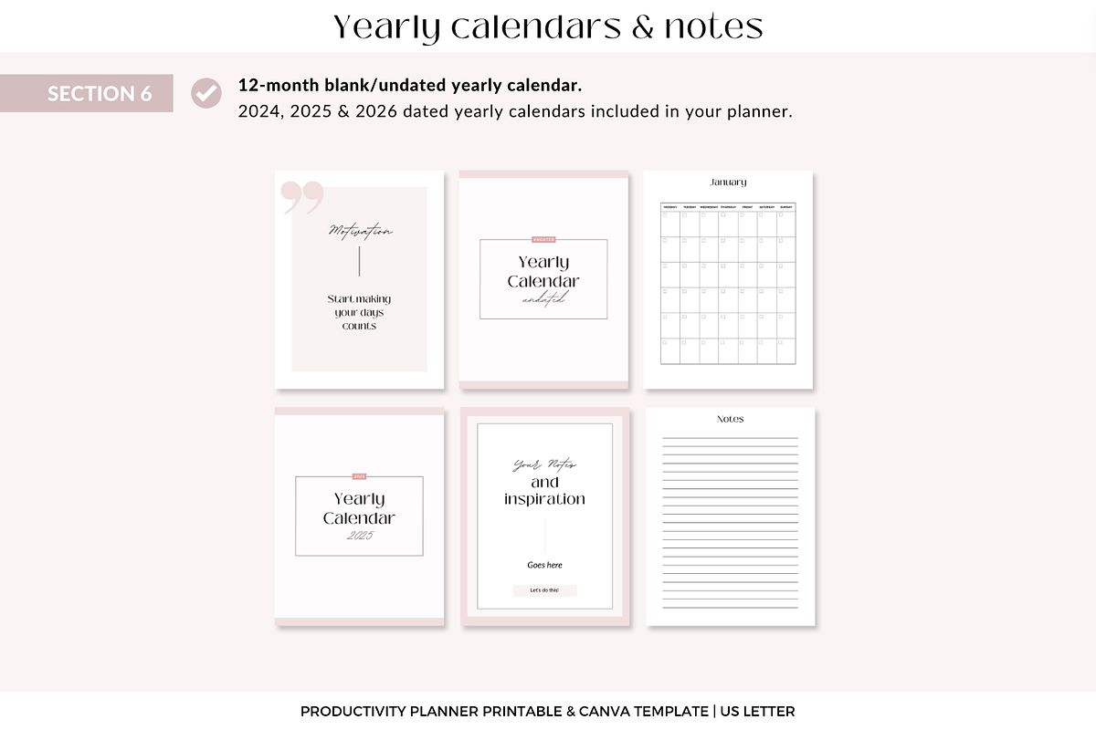 Productivity planner Canva template, a Templates & Theme by Cate Creates (Photo 7 of 9)