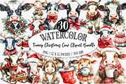 Funny Christmas Cow Clipart Bundle, an Illustration by Designking (Thumbnail 1 of 5)