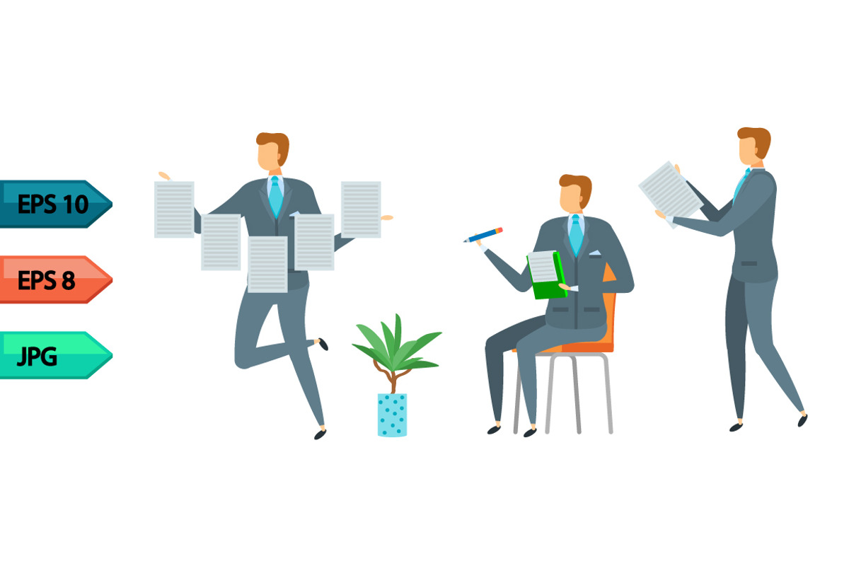 Vector business character poses set, an Object Graphic by julia_musdotter (Photo 7 of 11)