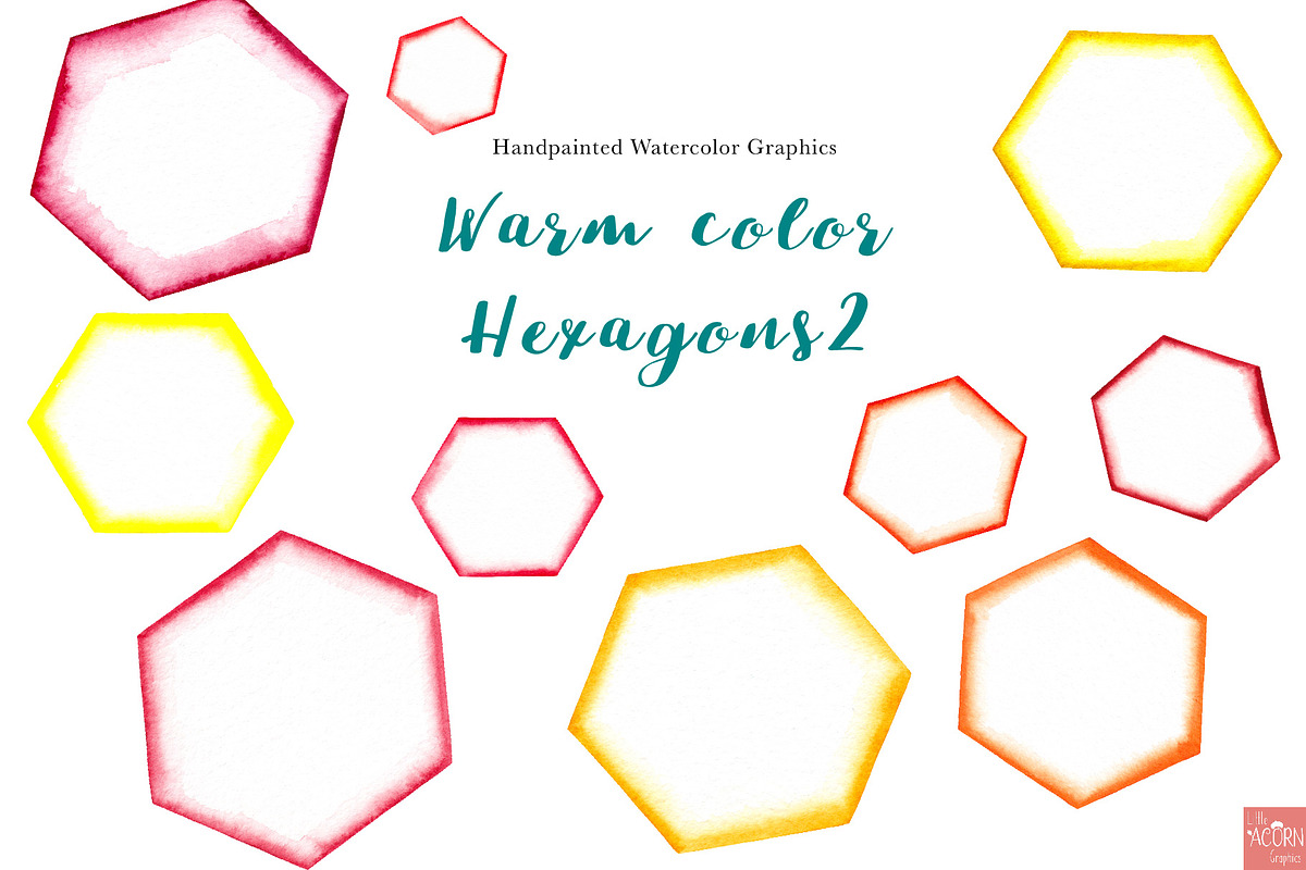 Sunny Watercolor Hexagons, an Object Graphic by LittleAcornGraphics (Photo 2 of 4)