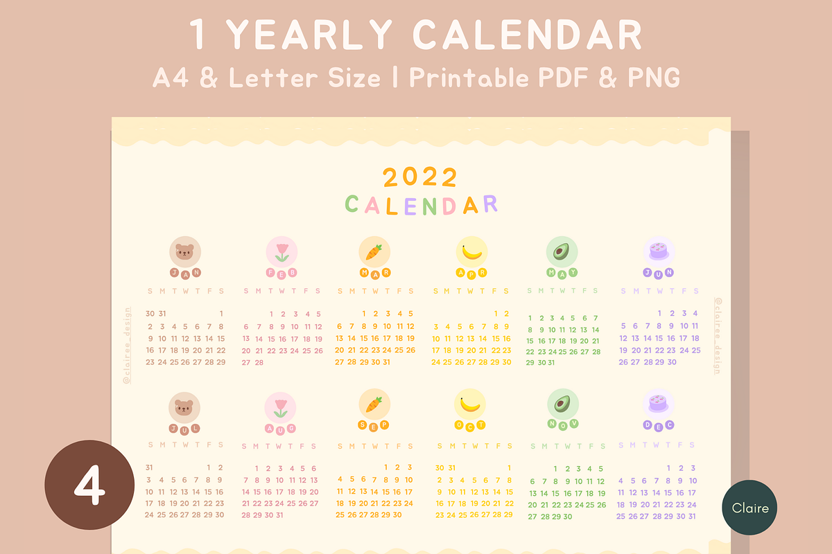 Cute Pastel 2022 Calendar & Planner, an Education Illustration by Clairee Design Studio (Photo 10 of 13)
