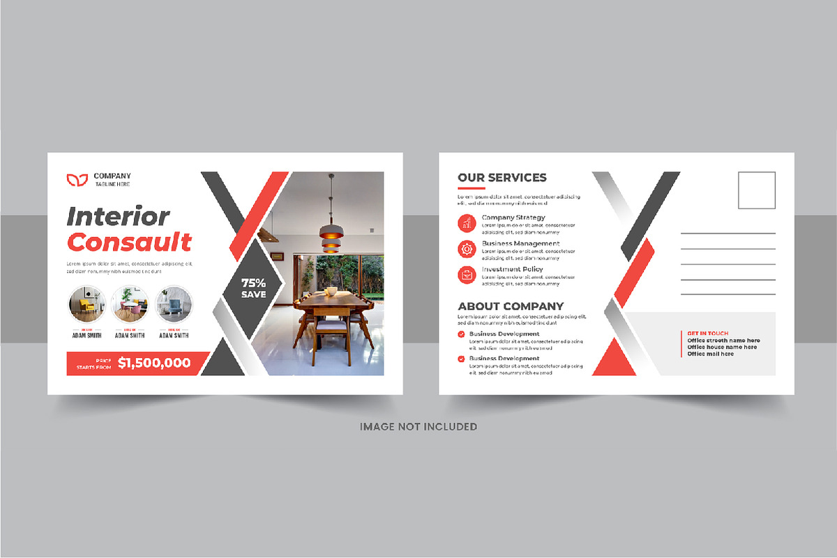 Interior design eddm postcard layout, a Brochure Template by Pavel_design