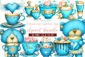 Valentine Coffee Cup Clipart, an Illustration by DreamArtGraphic