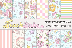 Pastel Coquette Beach Girl Seamless
