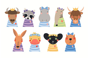 Cute animals set, an Animal Illustration by sceptical cactus