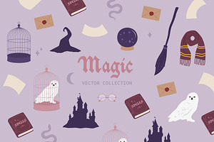 Magic - flat vector set, a Seasonal Illustration by yabluko_draws