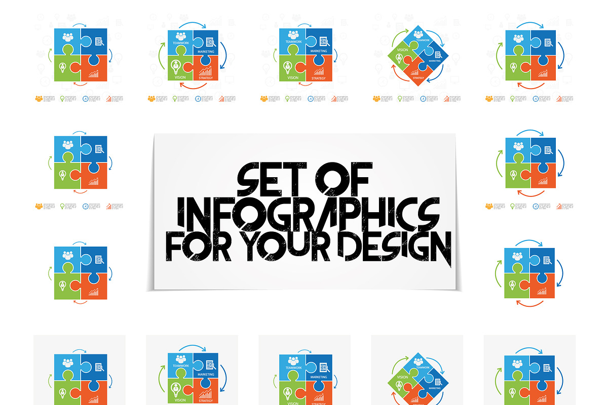 Puzzle infographics set, a Background Graphic by Janoj's Store (Photo 1 of 2)