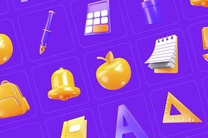 Education Equipment 3D Icon Set