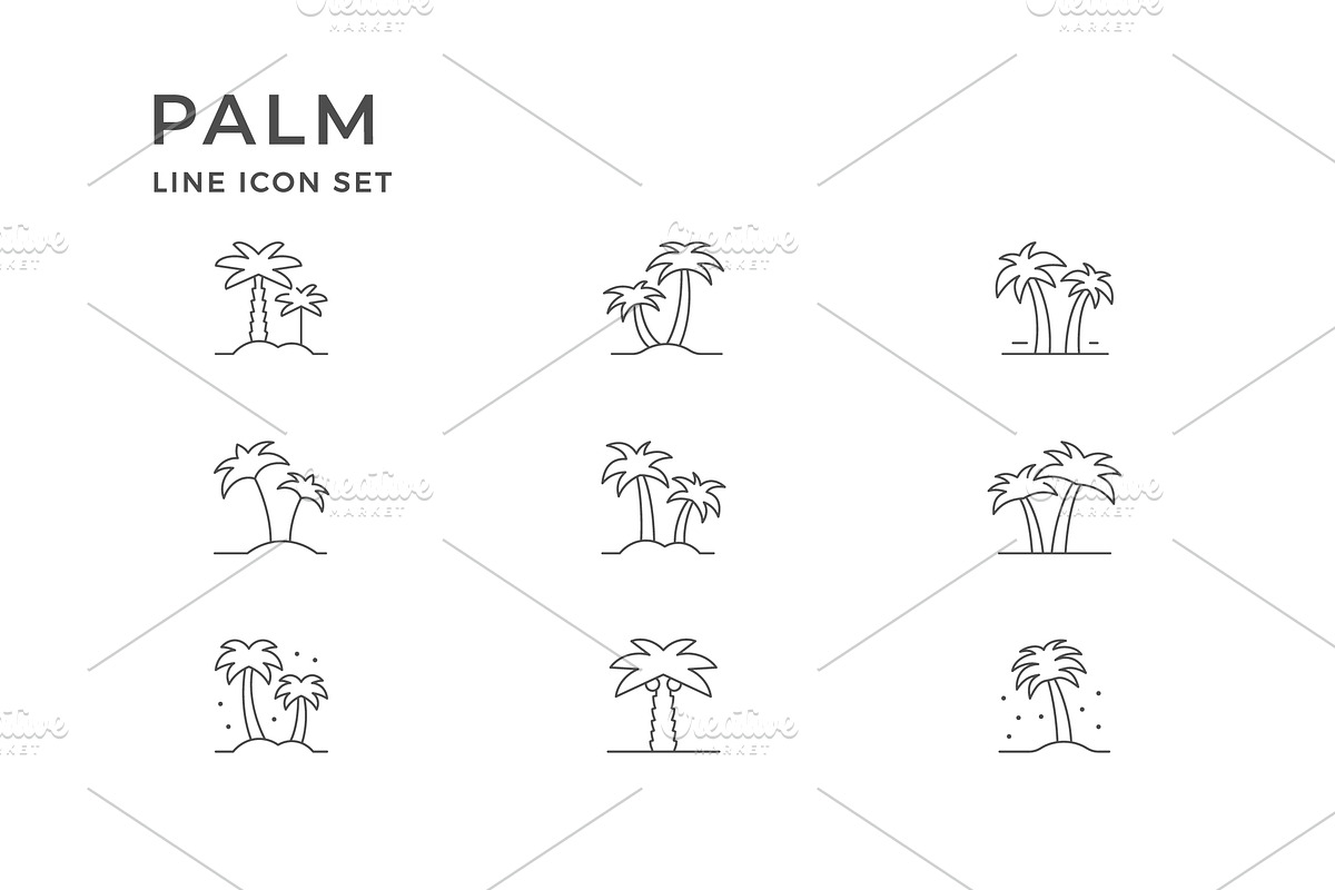 Set line icons of palm, an Outline Icon by motorama (Photo 2 of 2)
