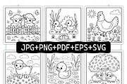 Spring Farm Life Coloring Book Adult, a Decorative Illustration by Ink Gallery (Thumbnail 2 of 9)