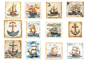 Nautical Vintage Stamp Sublimation, an Illustration by SinaCreation (Thumbnail 2 of 5)