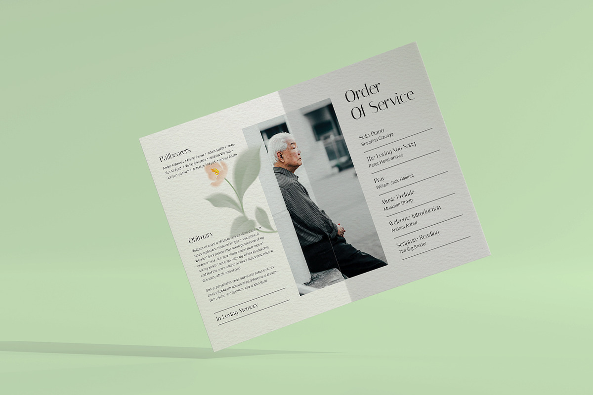 Simple Floral Funeral Program, a Brochure Template by Neermana (Photo 2 of 4)