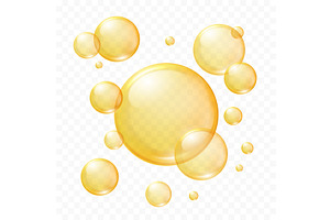 Oil bubbles. Realistic 3D gold, an Illustration by Frogella