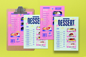 Light Blue Y2K Dessert Food Menu