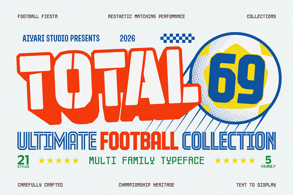 Total 69 — Football Font Collection, a Sans Serif Font by Aiyari (Photo 1 of 20)