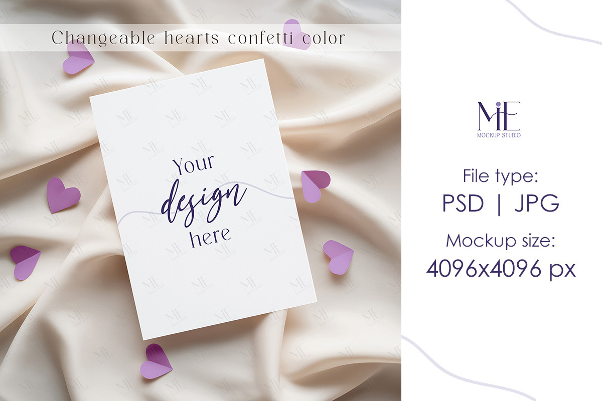 5x7 Card Mockup Wedding or Valentin, a Mockup by Mie Mockup Studio (Photo 2 of 7)