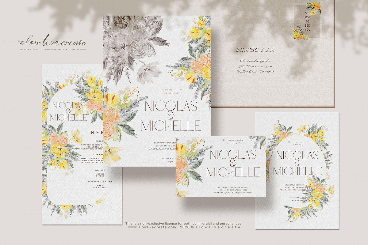 Bloom | Wedding Watercolor Florals, an Invitation Template by slowlivecreate (Photo 1 of 7)