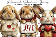 Whimsical Valentines Bunny Clipart, an Illustration by Black Bird Studio (Thumbnail 1 of 6)