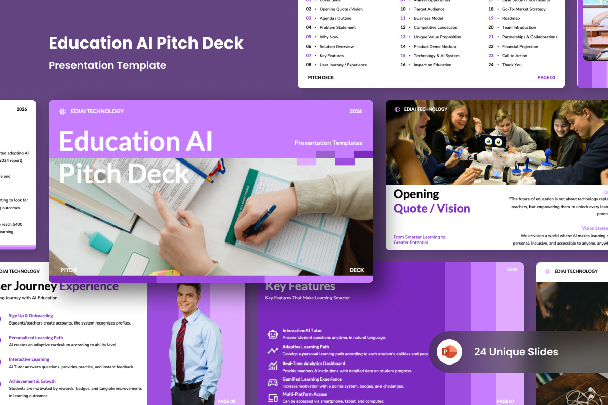 AI Learning Pitch Deck Powerpoint