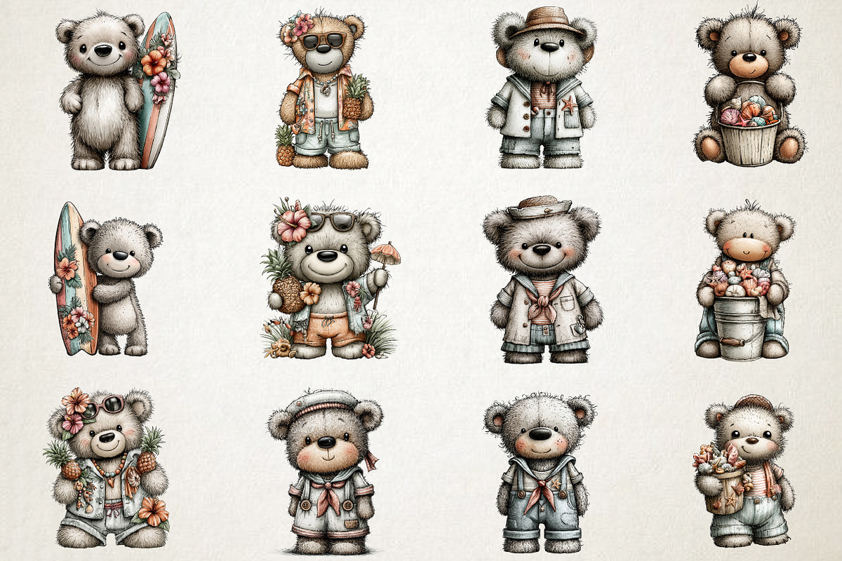 Cute Summer Bear PNG Clipart, an Animal Illustration by RobertsArt (Photo 3 of 7)