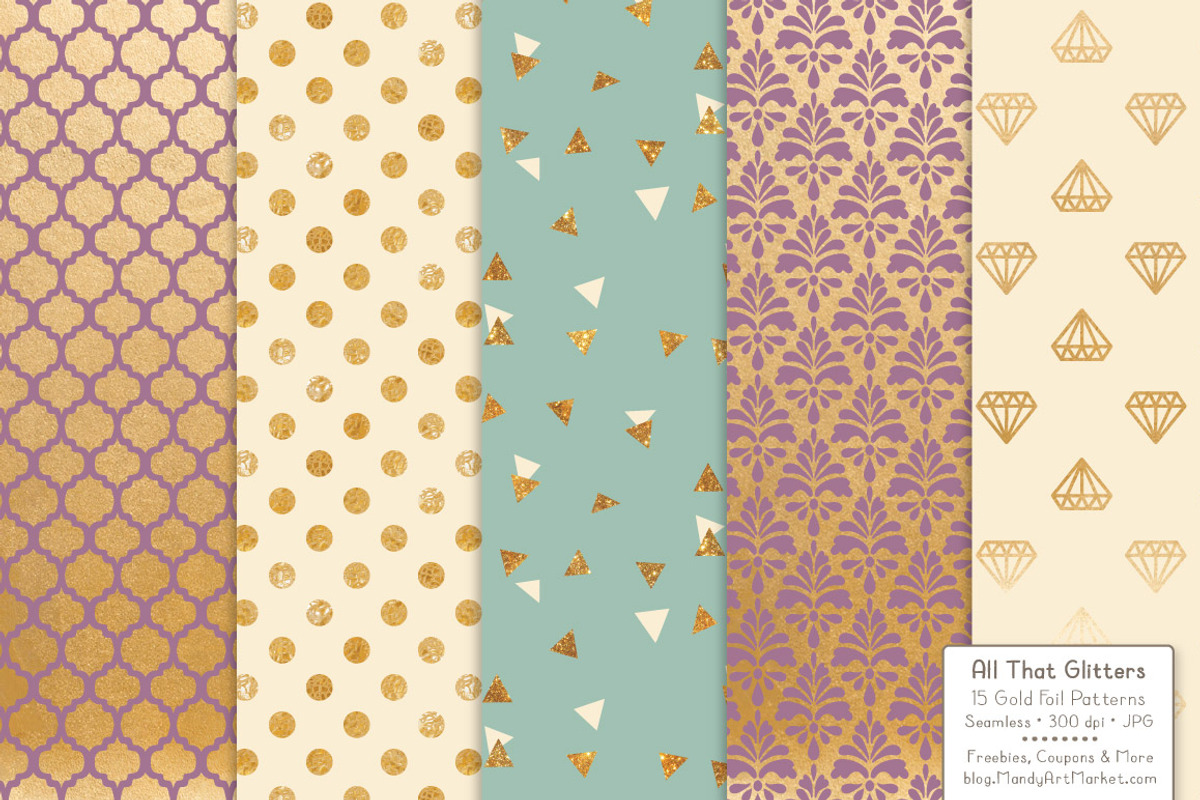 Gold Foil Digital Papers in Vintage, a Pattern Graphic by Amanda Ilkov (Photo 3 of 4)