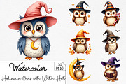 Halloween Owls with Witch Hats Clipa, an Illustration by CrexoraLab (Thumbnail 1 of 5)