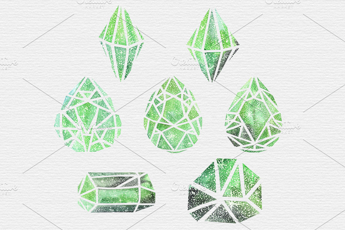 Galaxy Watercolor Crystal Clipart, an Illustration by TigerlilyDesignCo (Photo 3 of 6)