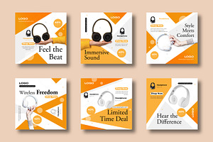 Headphone Promotion Social Media, a Social Media Template by MightyDesign