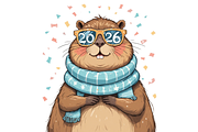 Cute Capybara New Year 2026 clipart, a Seasonal Illustration by Creative design (Thumbnail 5 of 7)