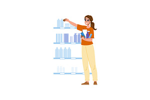 Woman choosing cosmetics in, a Person Illustration by pikepicture