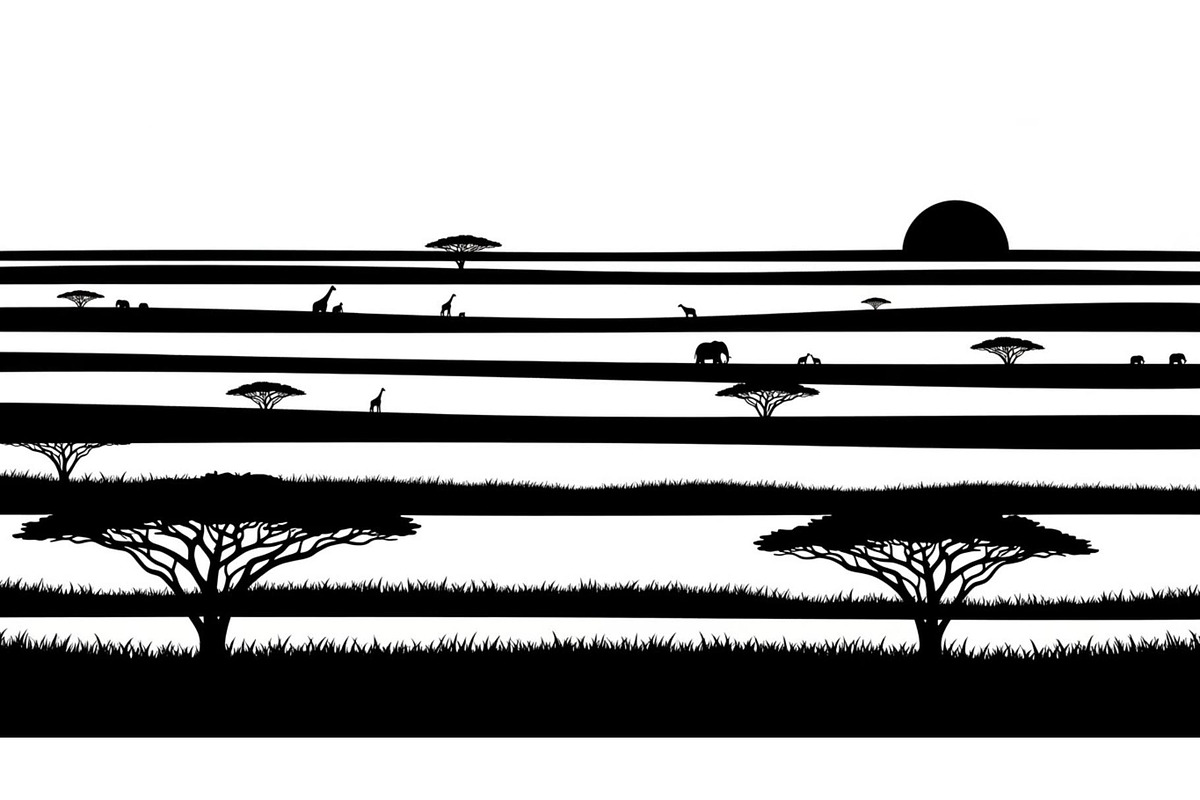 Abstract Savanna Scenery Silhouette, a Graphic by Artivon (Photo 2 of 13)