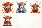 Autumn Funny Highland Cow Clipart, an Illustration by Dream Creation (Thumbnail 6 of 6)