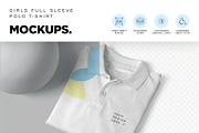 Girl Full Sleeve Polo Shirt Mockups, a Shirt Mockup by megostudi0 (Thumbnail 2 of 6)