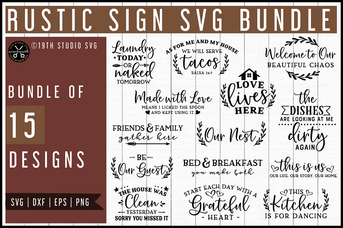Rustic Sign SVG Bundle, an Illustration by Craft House SVG (Photo 1 of 2)