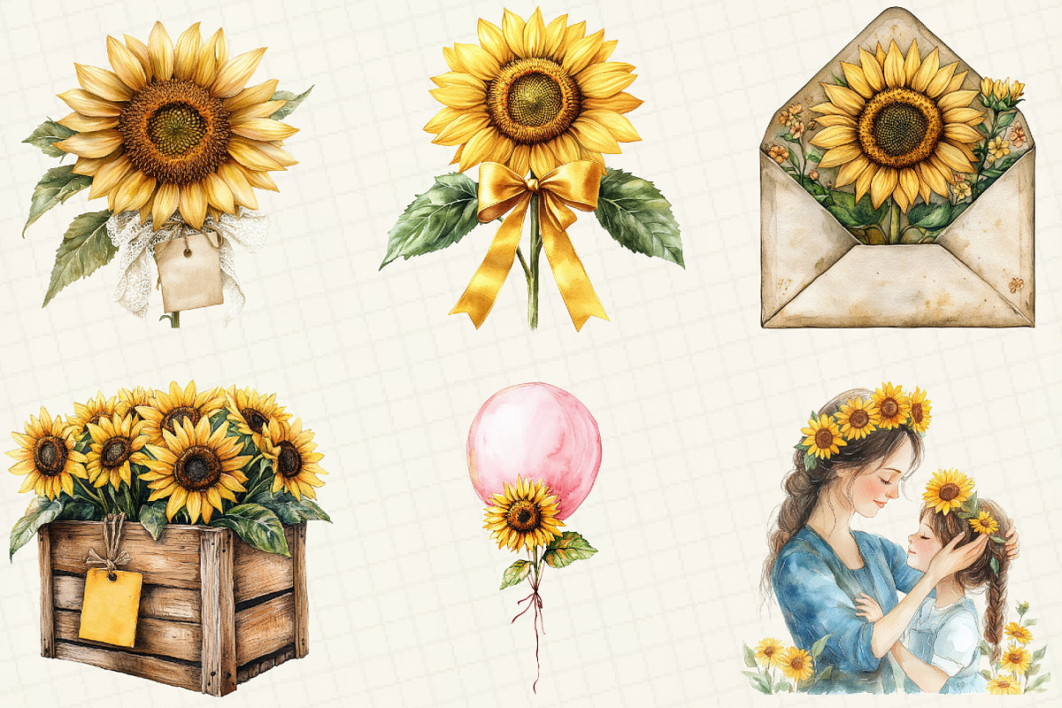 Sunflower Mother's Day Clipart, an Illustration by OK Design (Photo 5 of 5)