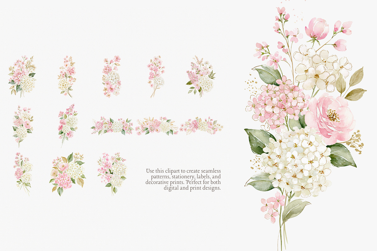 blush hydrangea clipart collection, a Decorative Illustration by Patishop Art (Photo 4 of 9)