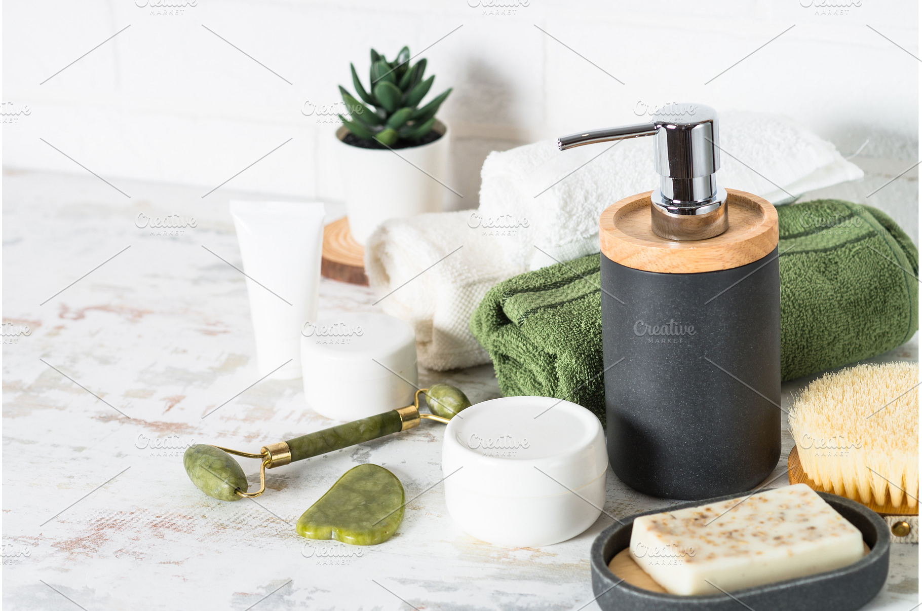 Bath accessories. Bottle of soap, a Health & Medical Photo by Nadia-nb
