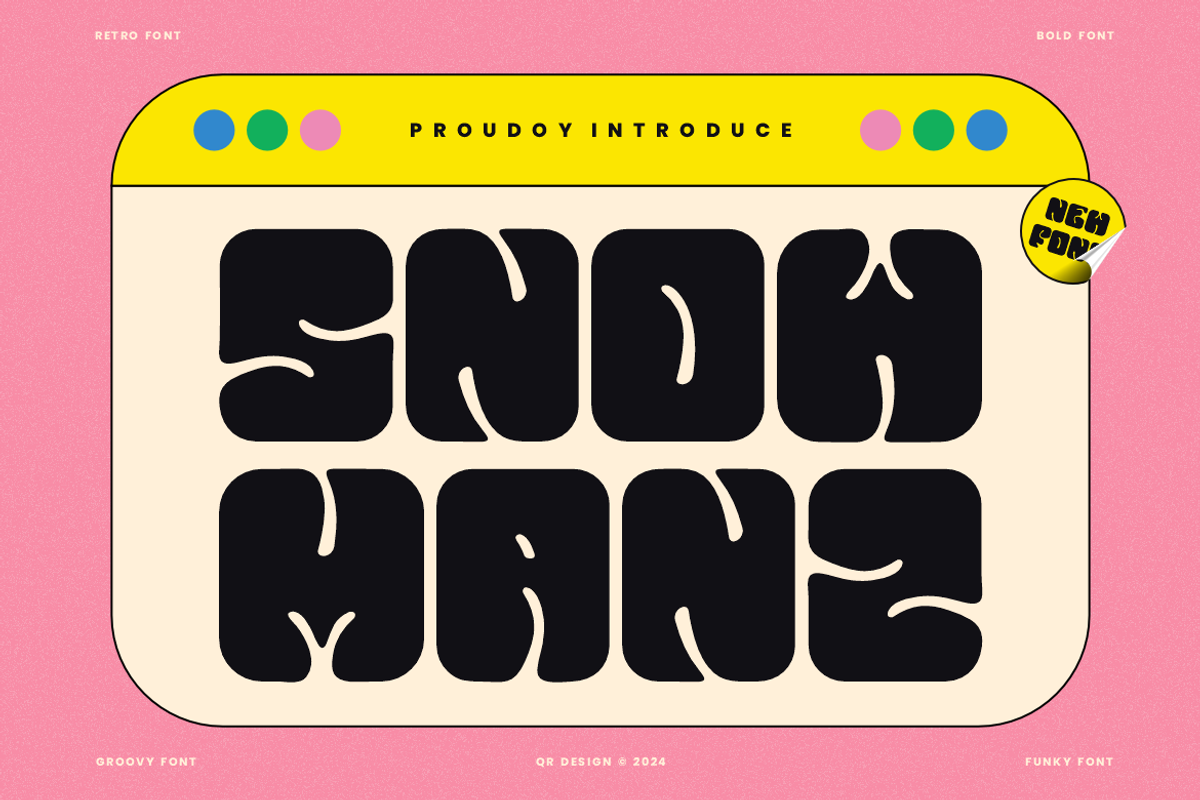 Snow Manz - Groovy & Funky Font, a Sans Serif Font by QR Design Studio (Photo 1 of 6)