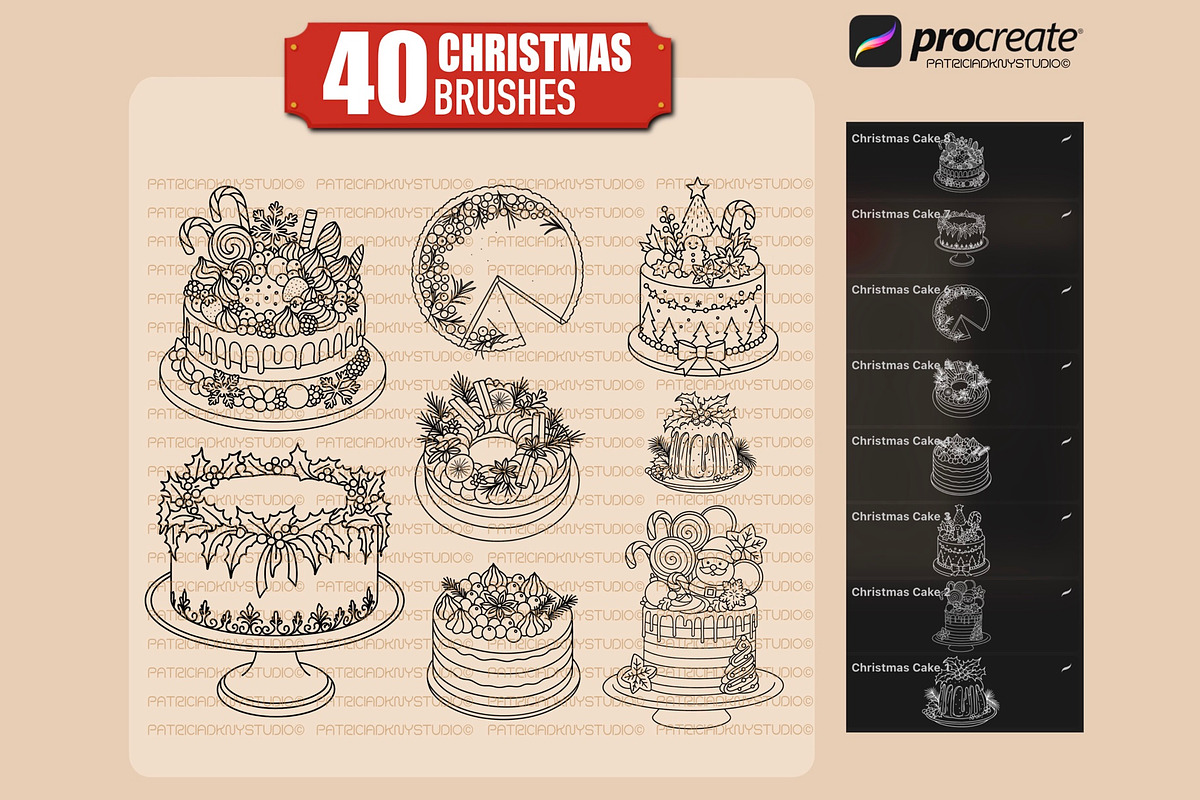 Christmas brushes for Procreate, a Brush Add-On by PDknyStudio (Photo 2 of 5)