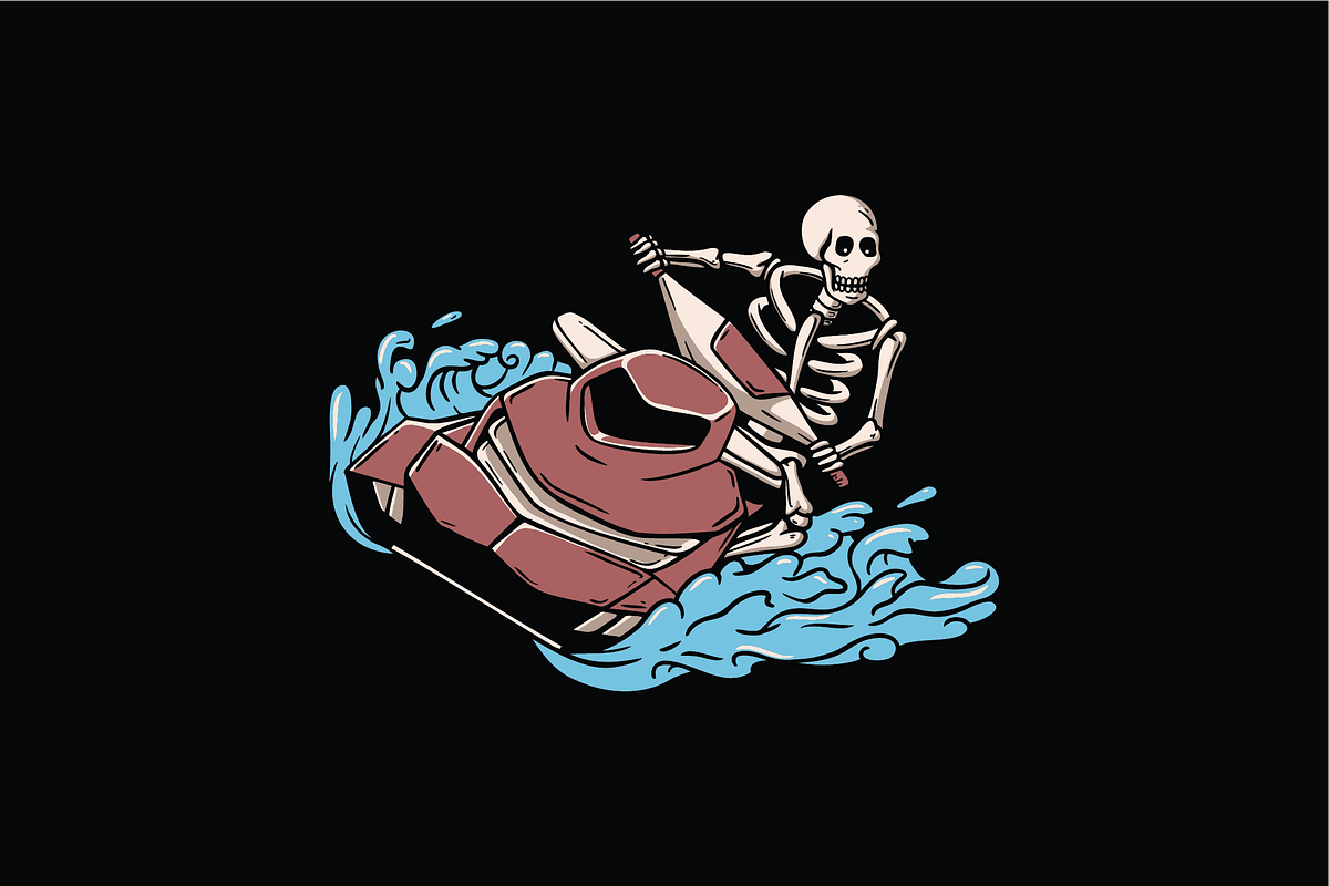 Skeleton Riding a Jet Ski, an Object Illustration by nomlimo.com (Photo 1 of 3)