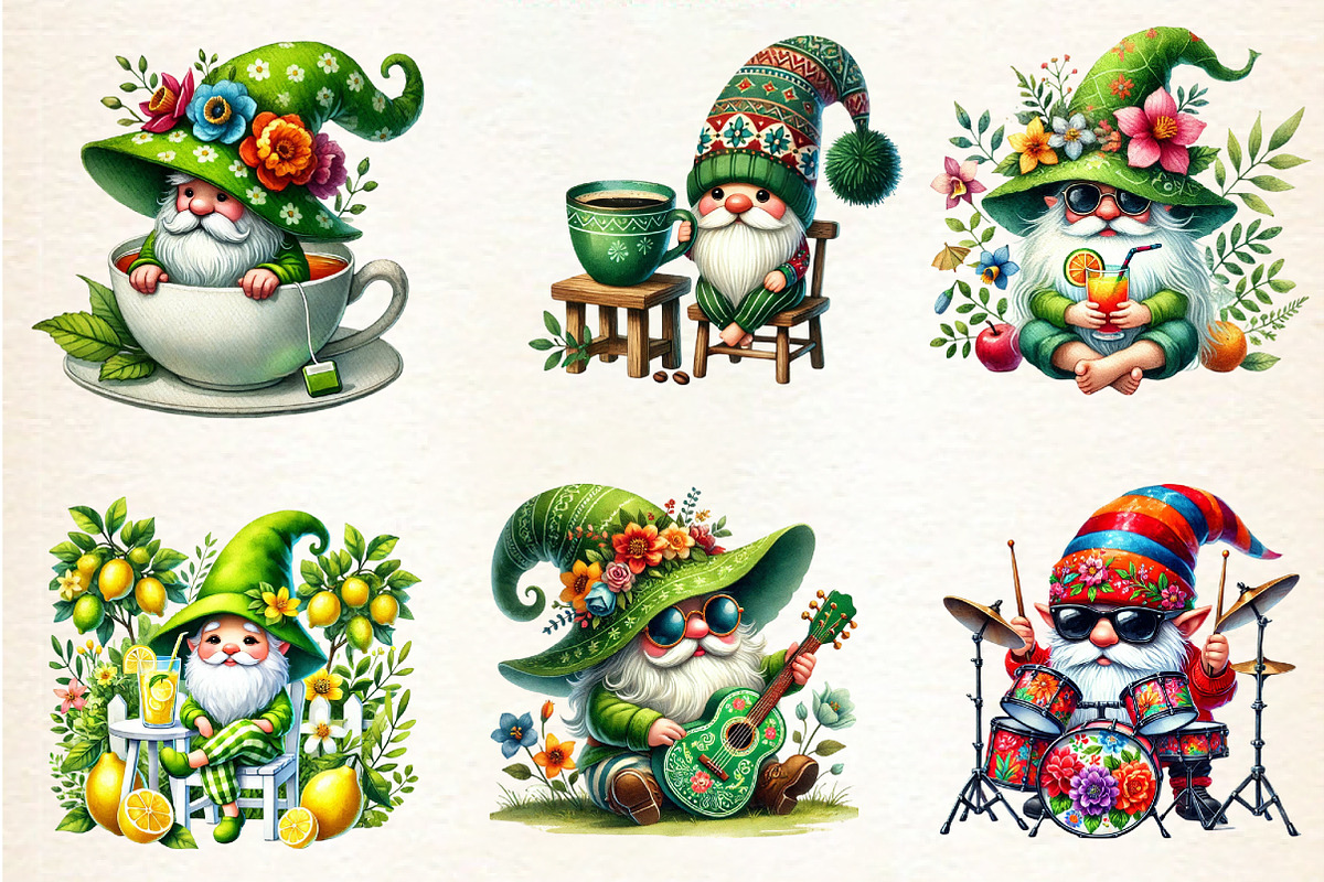 Funny Spring Gnome Clipart, an Illustration by DreamArtGraphic (Photo 3 of 5)