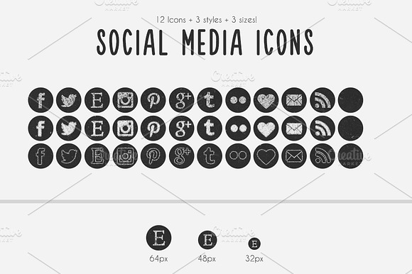 Round Chalkboard Social Media Icons
