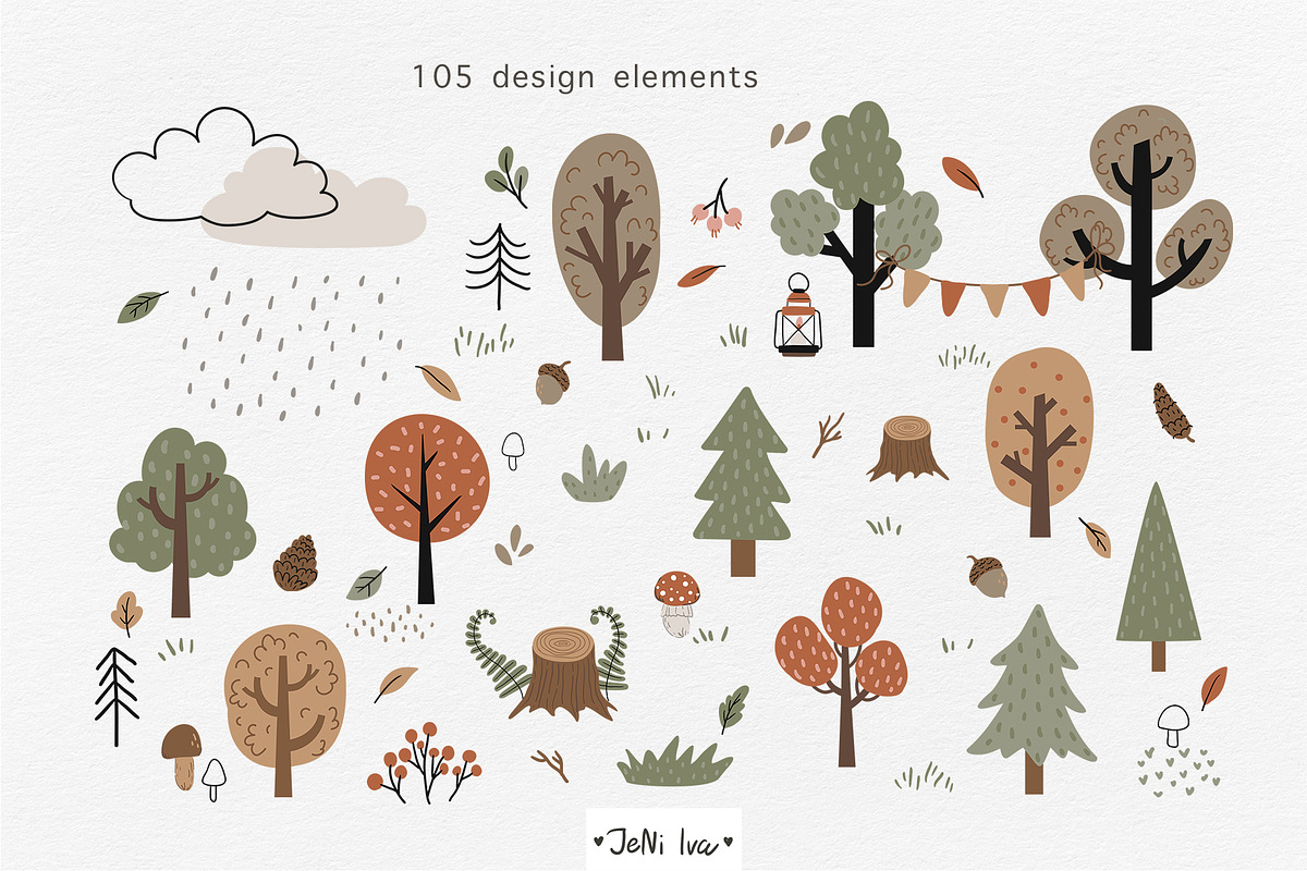 Fall Woodland Animals Clipart, a Decorative Illustration by Jenny Quince (Photo 8 of 9)
