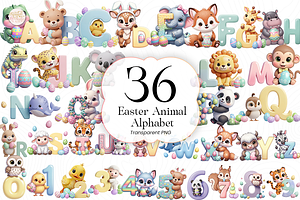 Easter Animal Alphabet PNG Clipart., an Animal Illustration by KennedyStudio