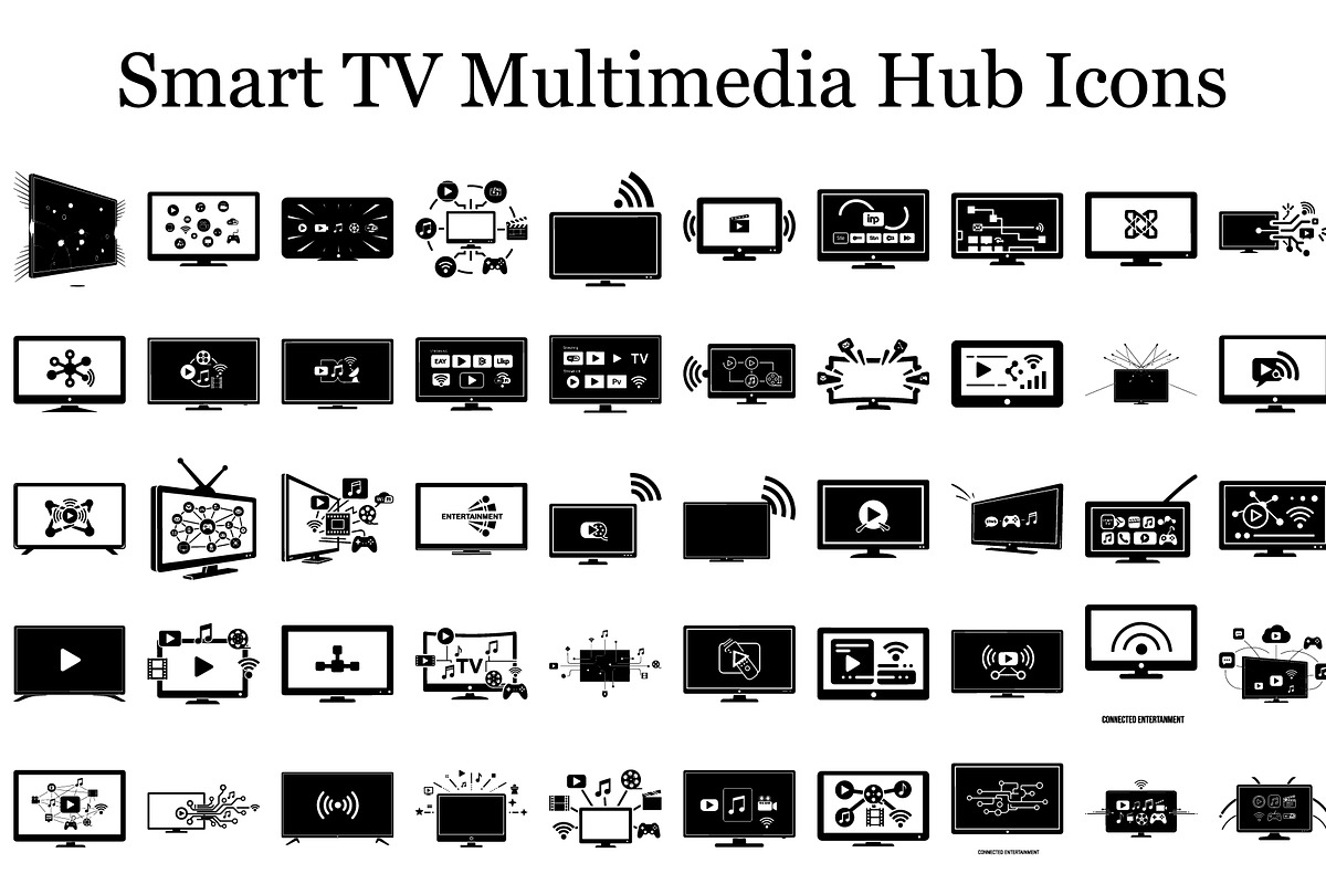 Smart TV Multimedia Hub Icons, a Graphic by hafijul (Photo 1 of 15)