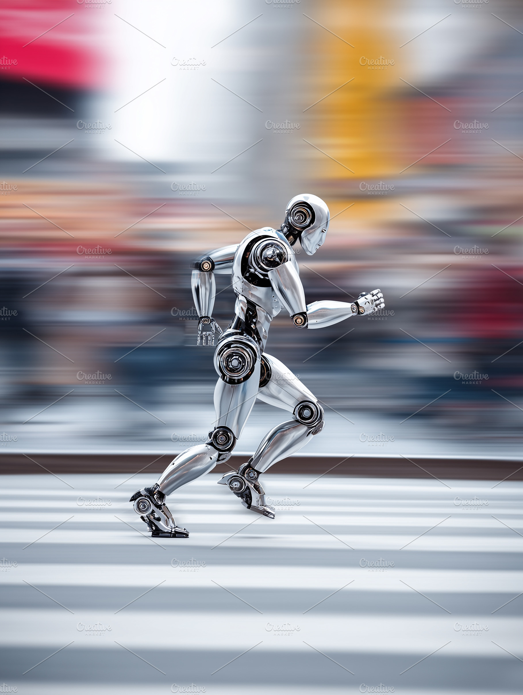 Futuristic humanoid robot running, a Technology Photo by MistyDay